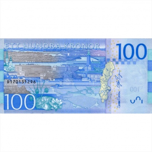 Коллекционная банкнота 100 крон Грета Гарбо. Швеция 2015 aUNC фото 2