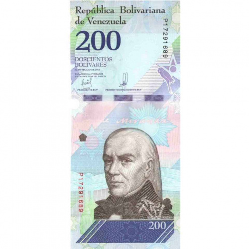 Банкнота 200 боливар. Венесуэла 2018 aUNC