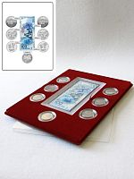 Планшет для банкноты в капсуле и 7-ми монет Сочи-2014 в капсулах