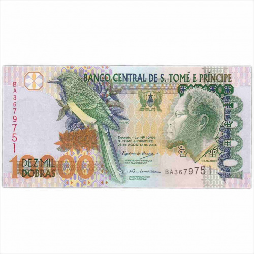 Банкнота 10000 добр. Сан-Томе и Принсипи 2004 aUNC Банкнота 10000 добр. Сан-Томе и Принсипи 2004 aUNC