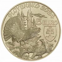 Памятная монета 5 евро Глухарь. Флора и фауна. Словакия 2024 UNC