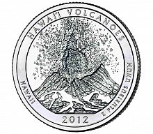 Монета 25 центов Гавайские вулканы. Национальные парки. США D 2012 UNC