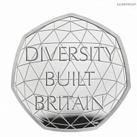 Монета 50 пенсов в честь меньшинств Diversity Built Britain. Великобритания 2020 UNC
