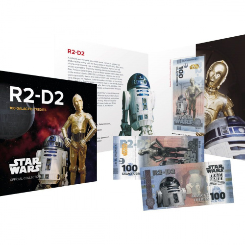 Банкнота 100 галактических кредитов в буклете R2-D2. Китай 2025 UNC фото 6