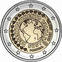 Памятная монета 2 евро Устойчивое развитие. Португалия 2025 UNC