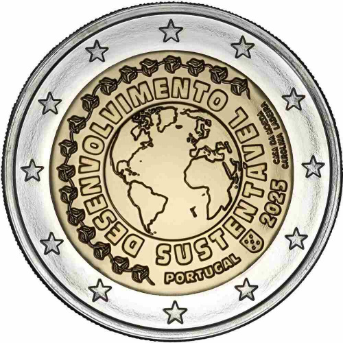 Памятная монета 2 евро Устойчивое развитие. Португалия 2025 UNC