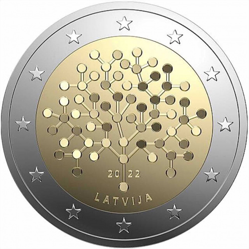 Памятная монета 2 евро Финансовая грамотность. Латвия 2022 UNC