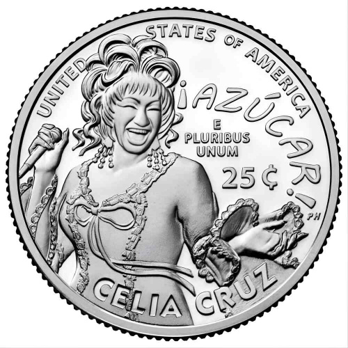 Памятная монета 25 центов Селия Крус. Американские женщины. США Р 2024 UNC Памятная монета 25 центов Селия Крус. Американские женщины. США Р 2024 UNC