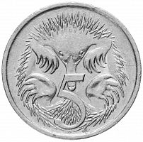 Коллекционная монета 5 центов. Австралия, год выпуска из периода 1985-1998, VF-XF