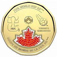 Памятная цветная монета 1 доллар Чемпионат мира по футболу. Канада 2026 UNC