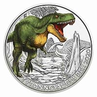 Памятная цветная монета 3 евро Тираннозавр Rex. Супер динозавры. Австрия 2020 UNC
