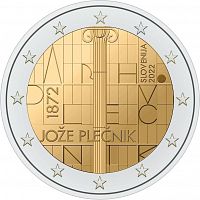Монета 2 евро 150 лет со дня рождения Йоже Плечника. Словения 2022 UNC