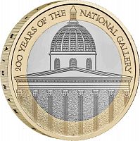 Монета 2 фунта 200 лет Национальной галерее. Великобритания 2024 UNC