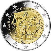 Монета 2 евро 175 лет Конституции Паульскирхе. Германия А 2024 UNC