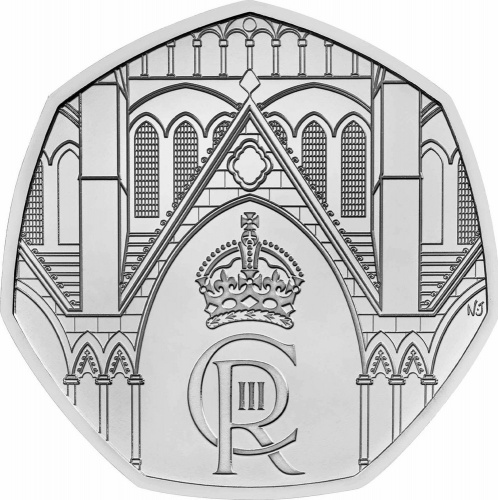 Монета 50 пенсов Коронация Карла III. Великобритания 2023 UNC