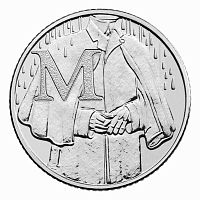 Монета 10 пенсов Буква M - Макинтош плащ (Mackintosh). Английский алфавит. Великобритания 2018 UNC