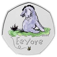 Памятная цветная монета 50 пенсов Ослик Иа. Винни-Пух. Великобритания 2022 UNC