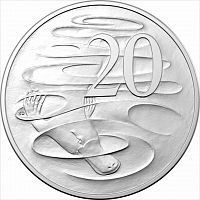 Коллекционная монета 20 центов. Карл III. Австралия 2024 UNC