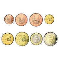 Годовой набор из 8-ми евро монет. Испания UNC