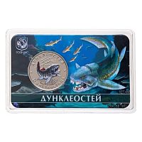 Жетон 5 червонцев Дунклеостей в блистере. Исчезнувшие животные. Россия ММД 2025 UNC