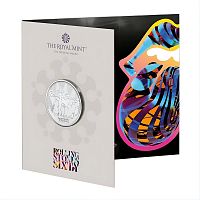 Памятная монета 5 фунтов в буклете Rolling Stones Sixty. Легенды музыки. Великобритания 2022 BU