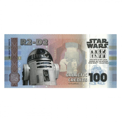 Банкнота 100 галактических кредитов в буклете R2-D2. Китай 2025 UNC фото 3