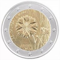 Памятная монета 2 евро Синий Василек. Национальные символы. Эстония 2024 UNC