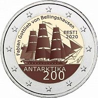 Памятная монета 2 евро, 200 лет открытия Антарктиды, Эстония, 2020 г. в. Монета в состоянии UNC (из мешка)