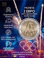 Монета 2 евро Участие Португалии в олимпийских играх в Токио. Португалия 2021 UNС