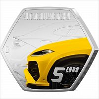 Памятная монета 5 евро Urus. Итальянские автомобили Ламборгини. Италия 2025 BU