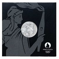 Памятная монета в буклете 7.5 евро Эстафета Олимпийского огня (факел). Олимпиада в Париже 2024. Франция 2024 UNC