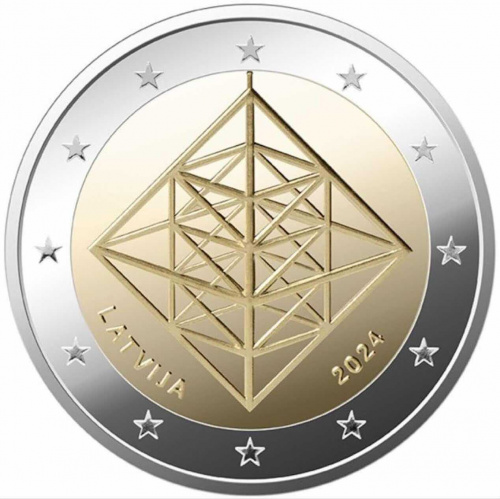 Памятная монета 2 евро Рождественское украшение Пузурис. Латвия 2024 UNC Памятная монета 2 евро Рождественское украшение Пузурис. Латвия 2024 UNC
