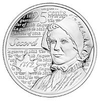 Памятная монета 25 центов Война 1812 года - Лора Секорд Канада, 2013 г. в. UNC
