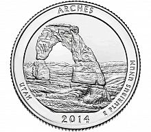 Монета 25 центов Арки. Национальные парки. США D 2014 UNC