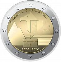 Монета 2 евро 250 лет основания Финансовой гвардии. Италия 2024 UNC