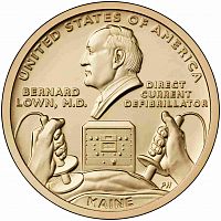 Монета 1 доллар Дефибриллятор - Мэн. Американские инновации. США Р 2024 UNC