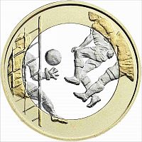 Памятная монета 5 евро Футбол. Спорт. Финляндия 2016 UNC