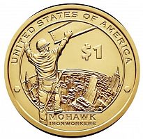 Монета 1 доллар Индейцы - строители. Коренные американцы. США P 2015 UNC