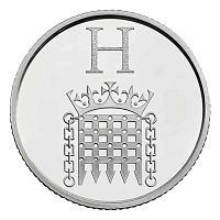 Монета 10 пенсов Буква H Палаты парламента (Houses of Parliament). Английский алфавит. Великобритания 2018 UNC