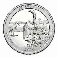 Монета 25 центов Эверглейдс. Национальные парки. США Р 2014 UNC