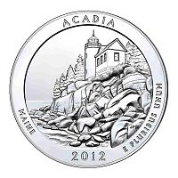 Монета 25 центов Акадия. Национальные парки. США Р 2012 UNC