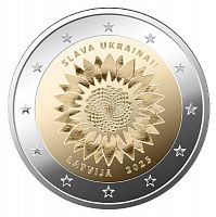 Монета 2 евро Украина. Подсолнух. Латвия 2023 UNC