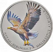 Памятная цветная монета 2 гривны Орлан-белохвост. Украина, 2019 г. в. Proof