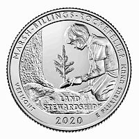 Монета 25 центов Исторический парк Рокфеллера. Национальные парки. США Р 2020 UNC