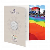 Памятная монета 50 пенсов в буклете 50 лет Pride. Великобритания 2022 BU