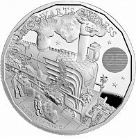 Серебряная (156.3 г) монета 10 фунтов Хогвартс-Экспресс. Великобритания 2022 Proof