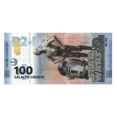 Банкнота 100 галактических кредитов в буклете R2-D2. Китай 2025 UNC фото 2