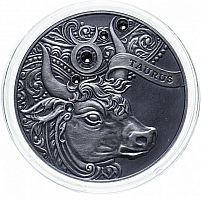 Серебряная монета 20 рублей 925 пробы (26.16 г) в капсуле Телец. Беларусь, 2014 г. в. UNC