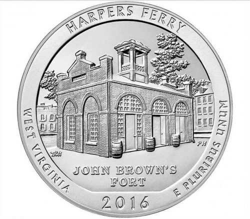 Монета 25 центов Харперс Ферри. Национальные парки. США D 2016 UNC