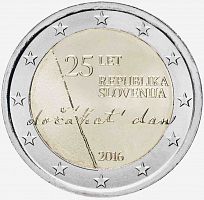 Монета 2 евро 25 лет независимости. Словения 2016 UNC